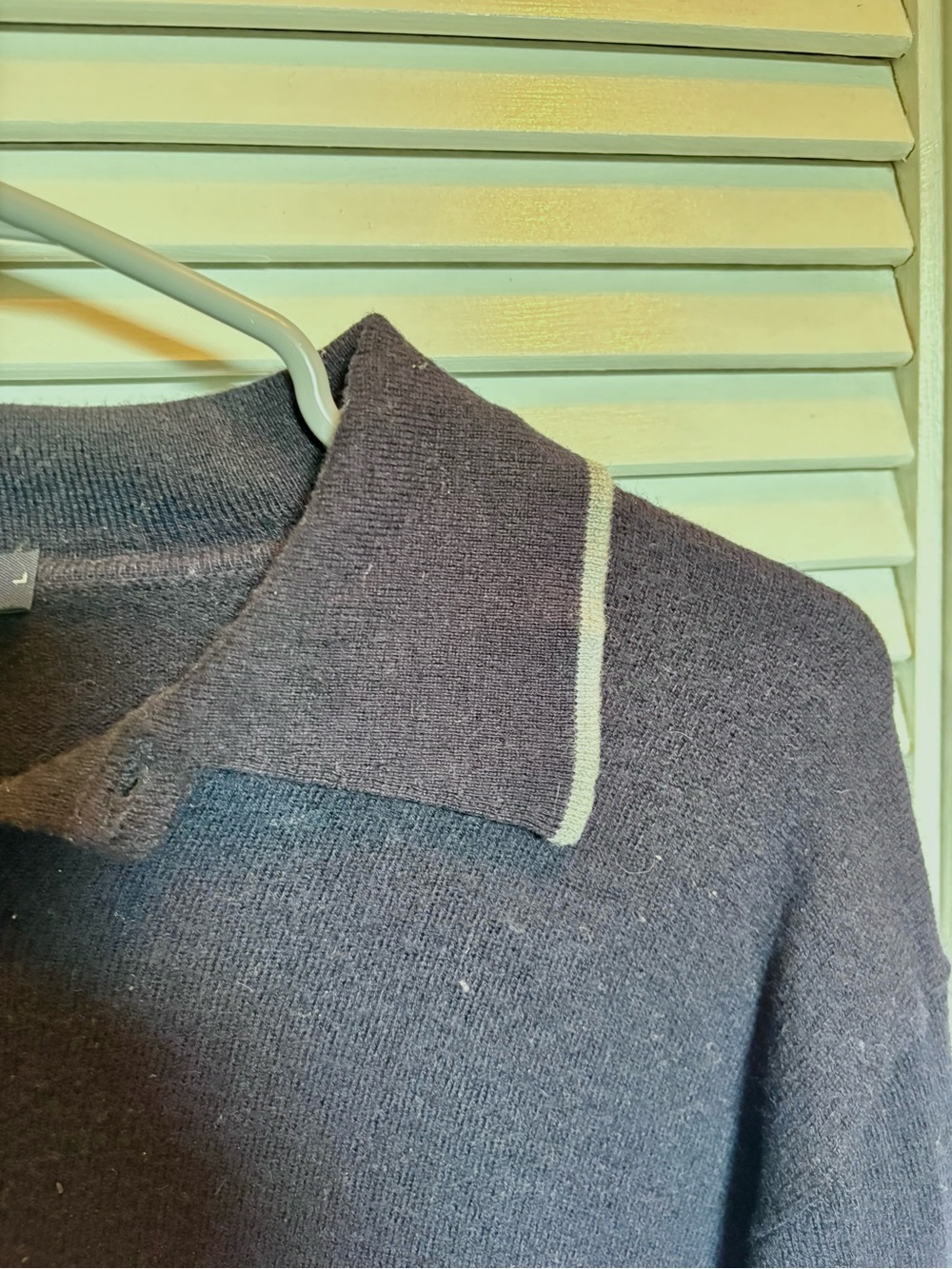 J. Crew Navy Blue Wool Polo Sweater — Men’s Large - Picture 5 of 9